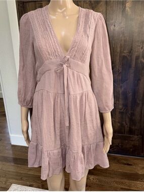 Balticborn Women's Dusty Rose V-Neck Tie-Front Dress Size small